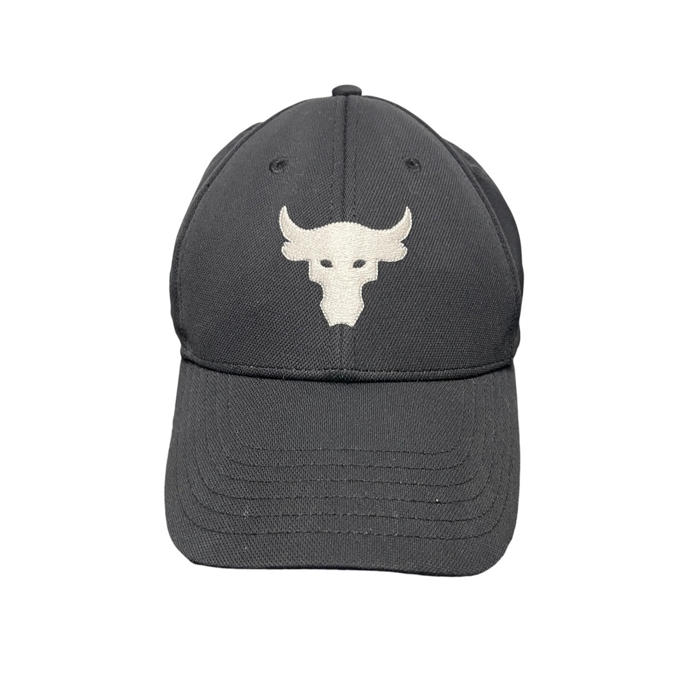Under Armour Project Rock Brahma Bull Logo Black Baseball Cap Hat UA Womens